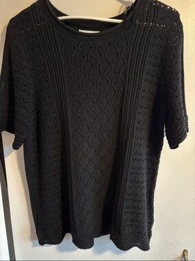 croft & barrow Black Knit Short Sleeve Sweater